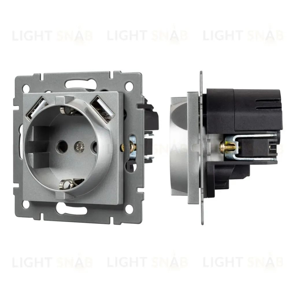 Механизм розетки с USB зарядкой Arlight SCT-MUAA-PL-GR-V (250V, 16A) 049820 049820
