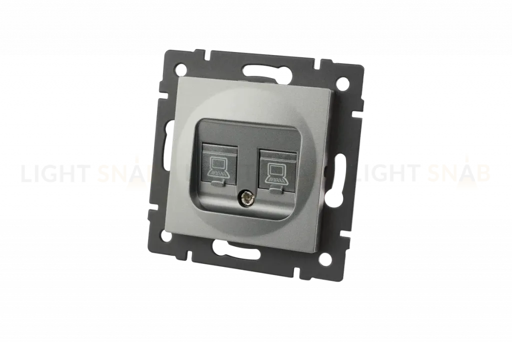 Механизм компьютерной розетки двойной Arlight SCT-MPC2-PL-GR-V (RJ-45, CAT6) 049851 049851
