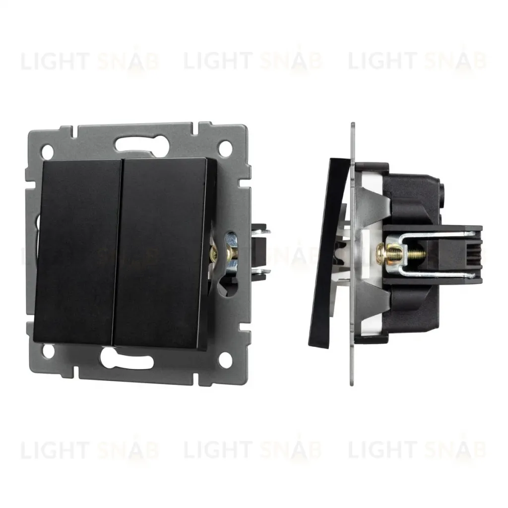 Механизм выключателя двухклавишный непроходной Arlight SWT-MK02-PL-BK-V (250V, 10A) 049888 049888