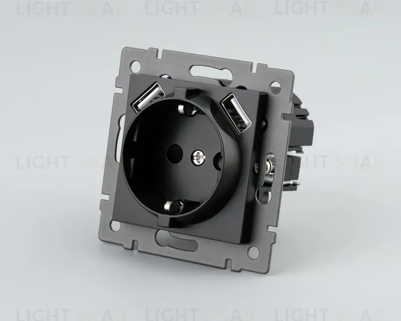 Механизм розетки с USB зарядкой Arlight SCT-MUAA-PL-BK-V (250V, 16A) 049819 049819