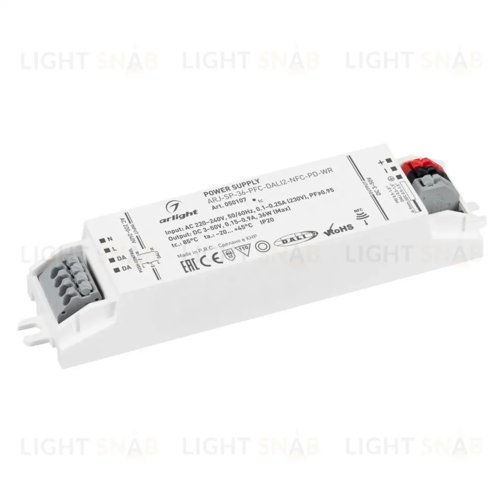 Блок питания Arlight ARJ-SP-36-PFC-DALI2-NFC-PD-WR (36W, 3-50V, 0.15-0.9A) 050107 050107