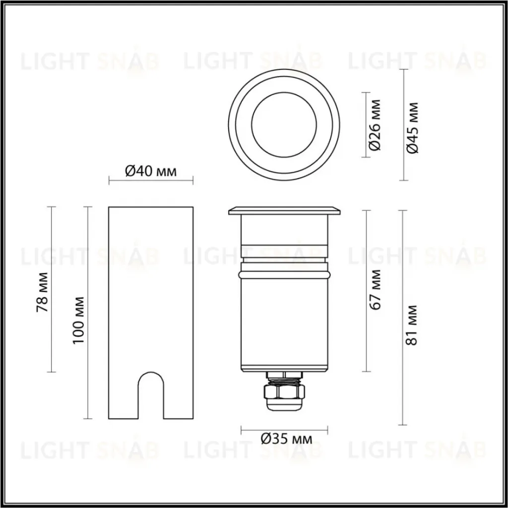 Грунтовый встраиваемый светильник Odeon Light Nature Ingro 6660/1GL3 6660/1GL3