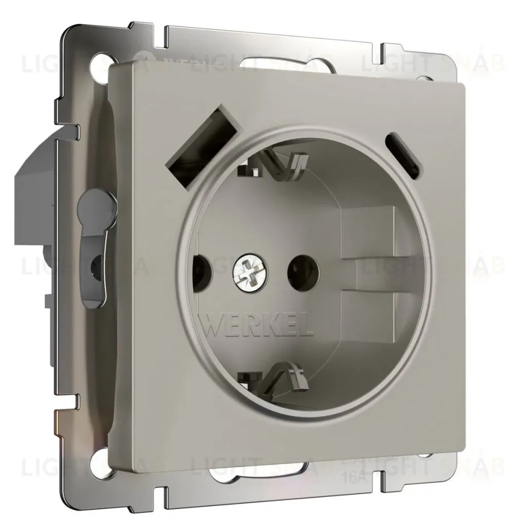 Розетка с/з шторками и USB тип A+C Werkel W1271704 4690389211997 a069465 4690389211997