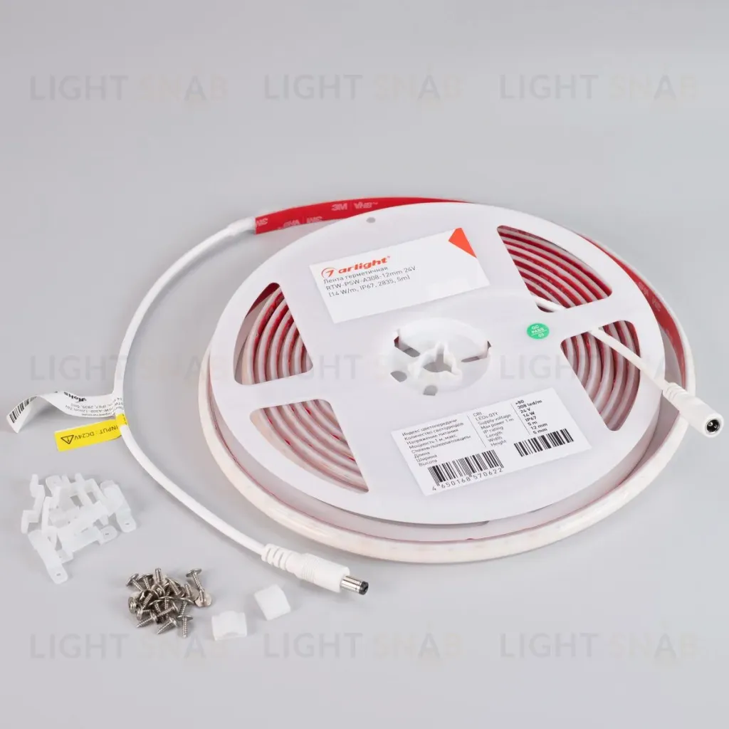 Светодиодная герметичная лента Arlight RTW-PSW-A308-12mm 24V Warm2400 (14 W/m, IP67, 2835, 5m) 053507 053507