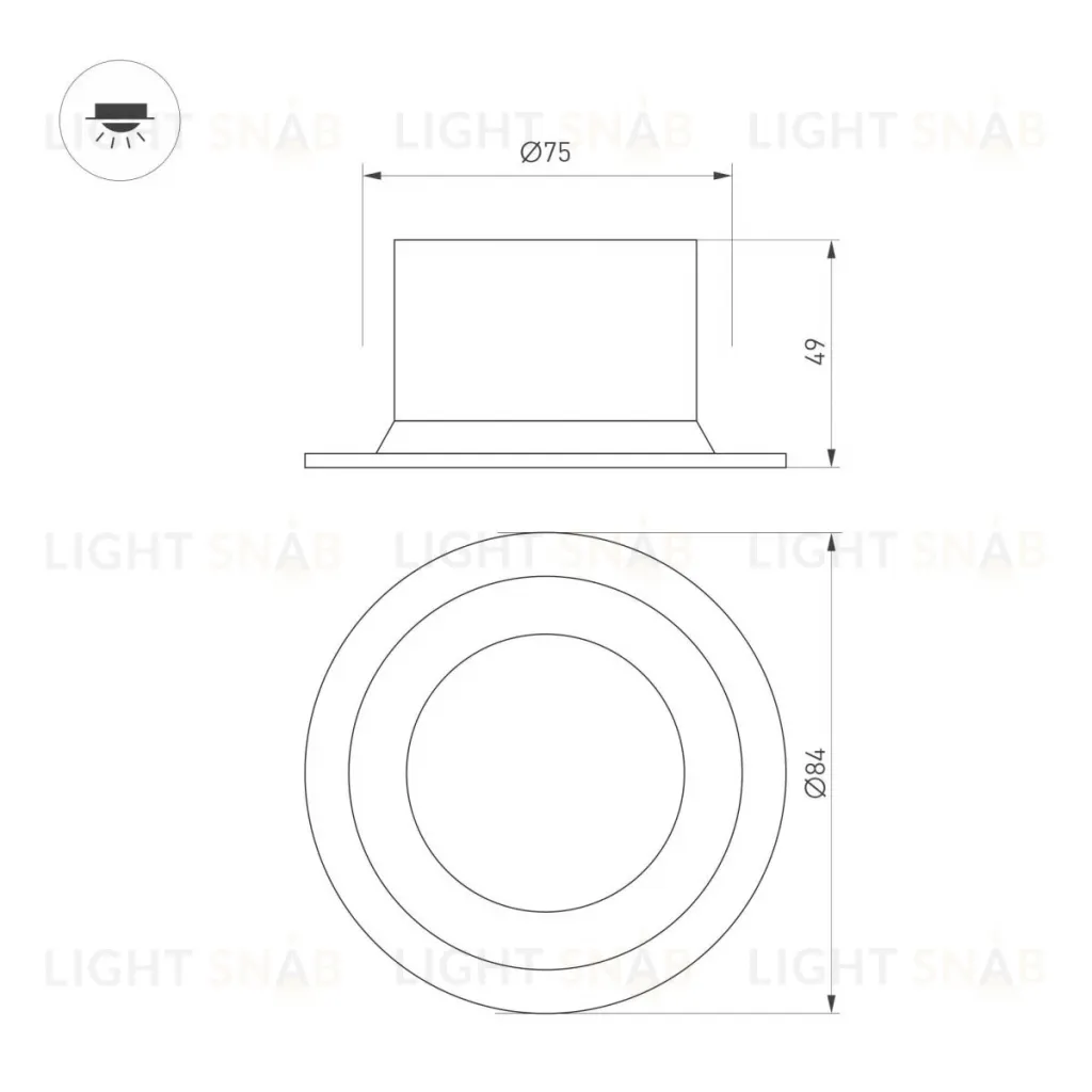 Встраиваемый светильник Arlight MS-DROP-BUILT-R84-8W Warm2700 054694 054694