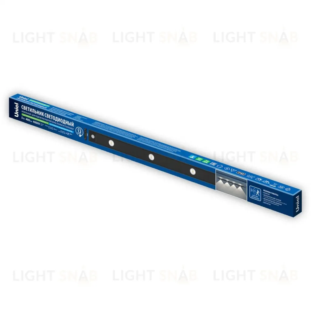 Мебельный светильник Uniel ULI-F50-5W/4000K SENSOR IP40 BLACK UL-00011957 ULI-F50-5W/4000K SENSOR IP40 BLACK