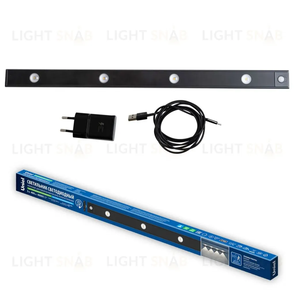 Мебельный светильник Uniel ULI-F50-5W/4000K SENSOR IP40 BLACK UL-00011957 ULI-F50-5W/4000K SENSOR IP40 BLACK