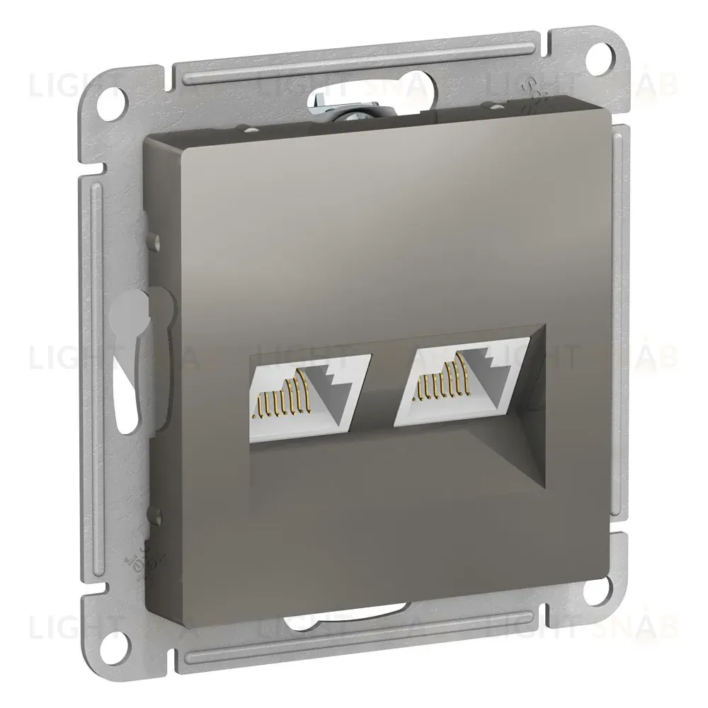 Розетка двойная компьютерная RJ45+RJ45, кат.5E Systeme Electric AtlasDesign Сталь ATN000985 ATN000985