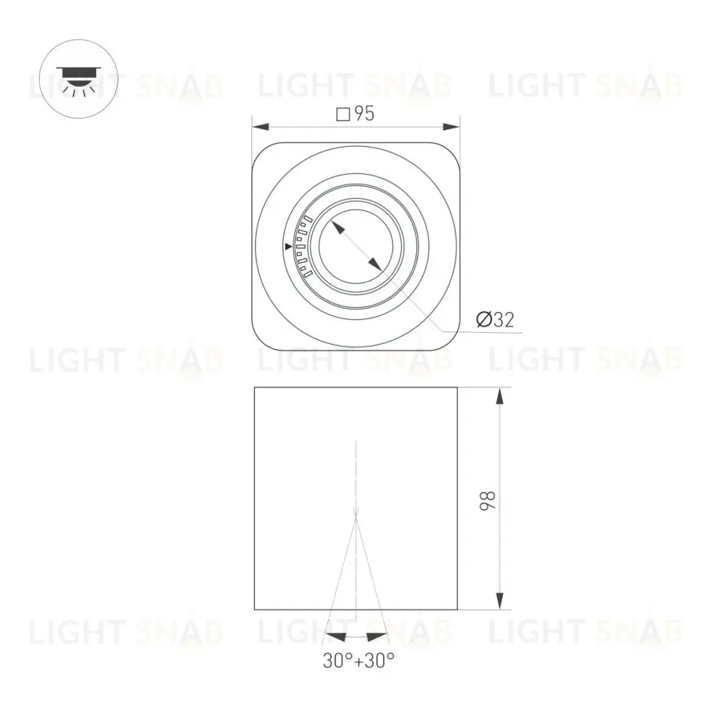 Накладной светильник Arlight SP-ACENTO-S95x95-10W Warm2700 (WH, 20-45 deg, 230V) 055748 055748