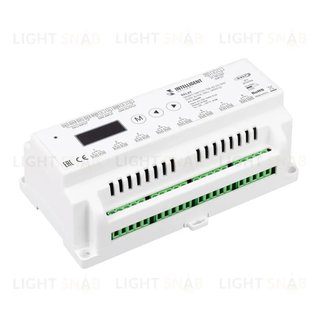 Релейный модуль Arlight SMART-SWITCH-708-82-D2-DIN (230V, 8x10A, DALI, DMX512) 046489 046489