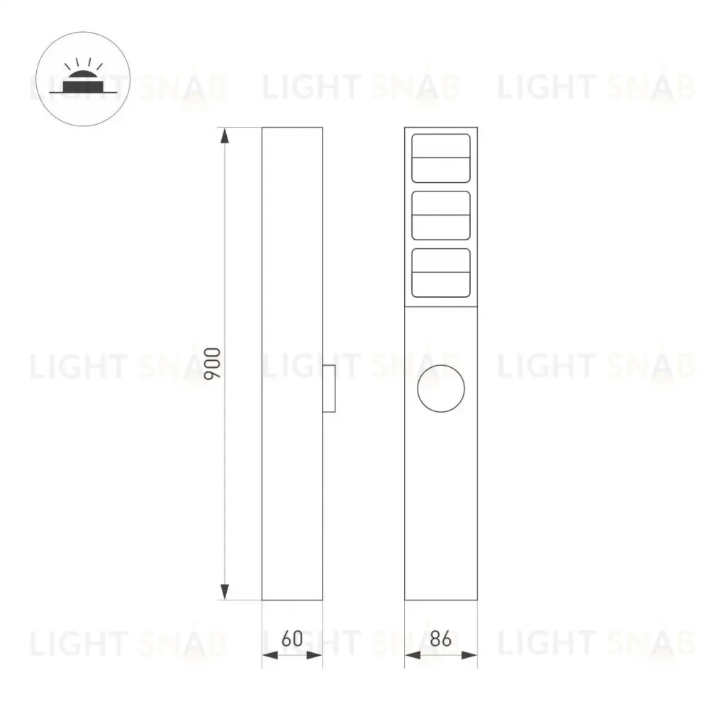 Ландшафтный светильник Arlight LGD-TILLIS-BOLL-SOCKET-H900-12W Warm3000 (GR, 92 deg, 230V) 055038 055038