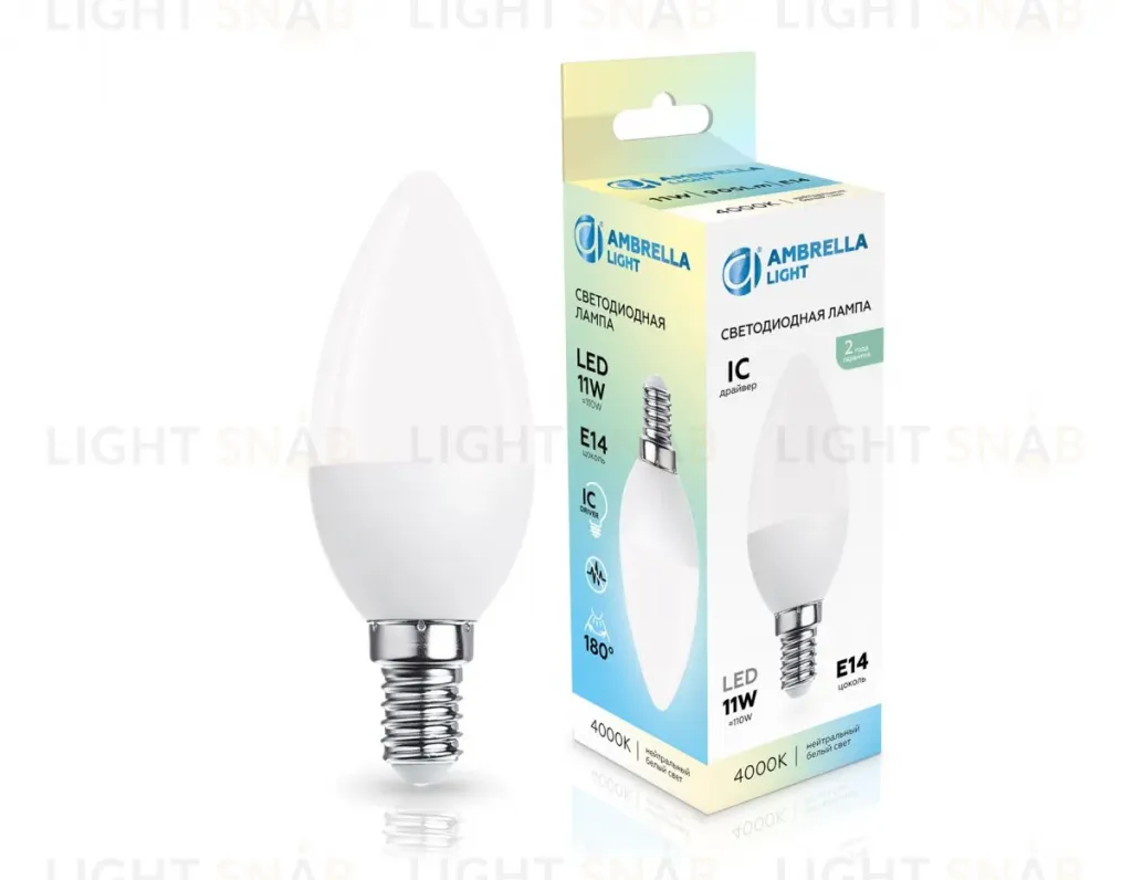 Светодиодная лампа Ambrella Light Bulbing E14 11W 4000K свеча 371114 371114