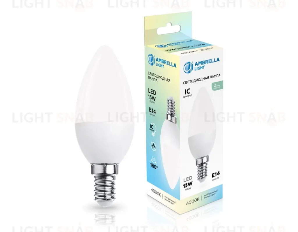 Светодиодная лампа Ambrella Light Bulbing E14 13W 4000K свеча 371314 371314