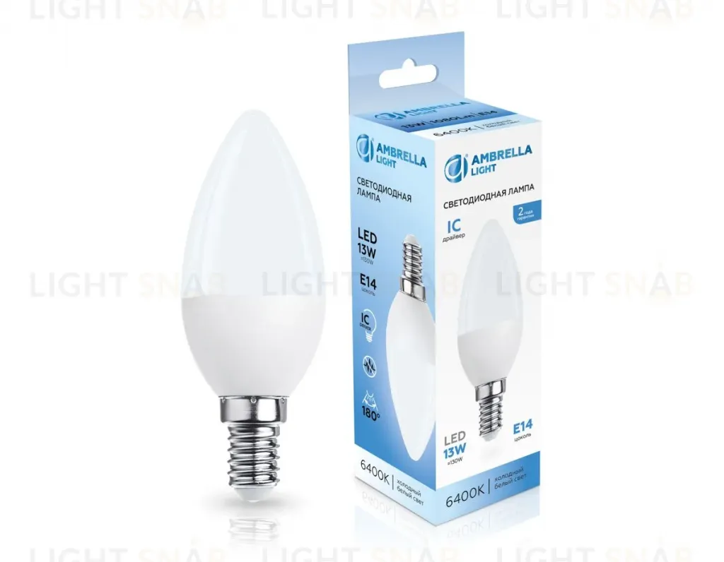 Светодиодная лампа Ambrella Light Bulbing E14 13W 6400K свеча 371316 371316