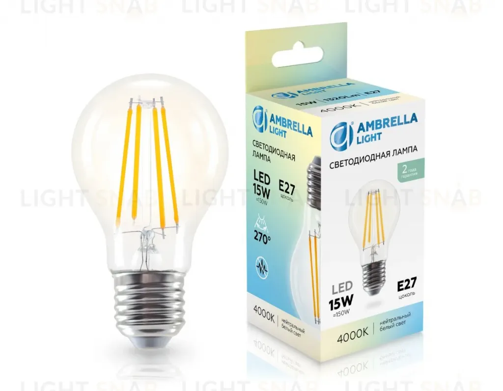 Филаментная светодиодная лампа Ambrella Light Bulbing E27 15W 4000K 601514 601514