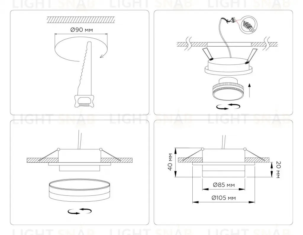 Встраиваемый светильник Ambrella Light Techno spot GX53 Acrylic tech TN5214 TN5214