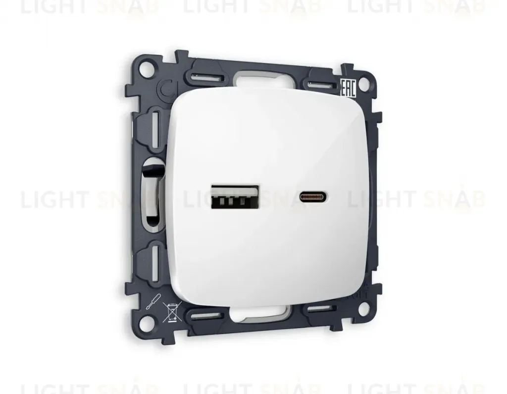 Комплект механизма розетки USB A+C 20W Ambrella Volt Omega (OP1110, VM177) MO111010 MO111010