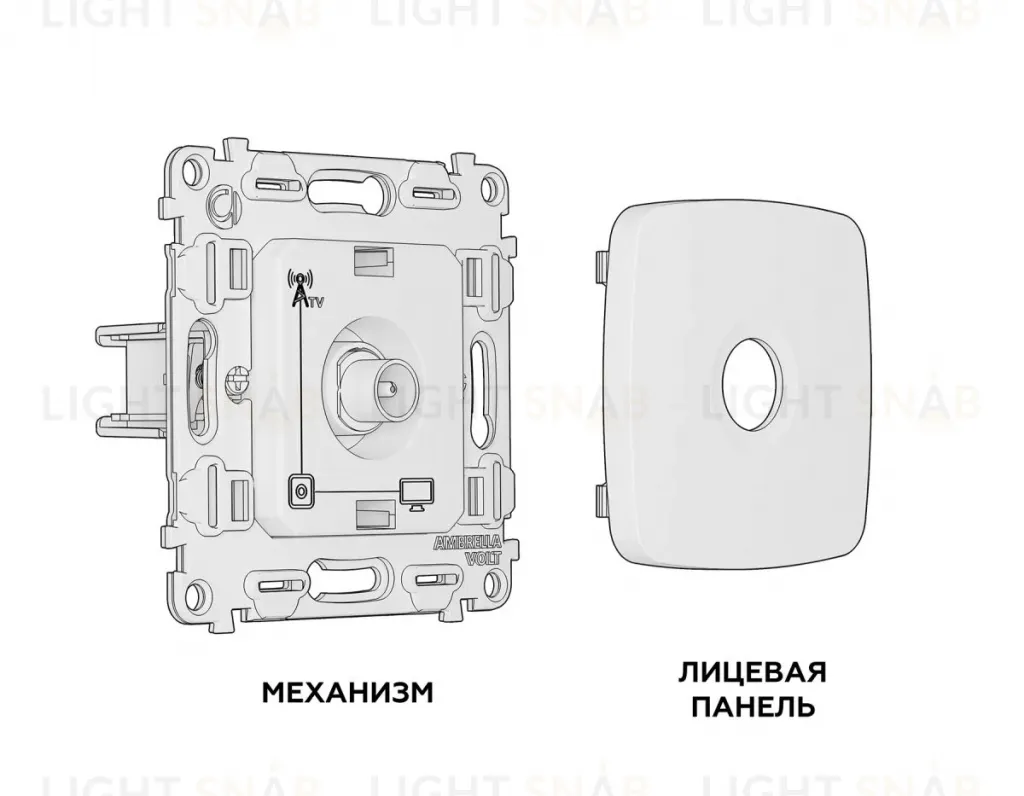 Комплект механизма TV розетки оконечной Ambrella Volt Omega (OP1130, VM202) MO113010 MO113010