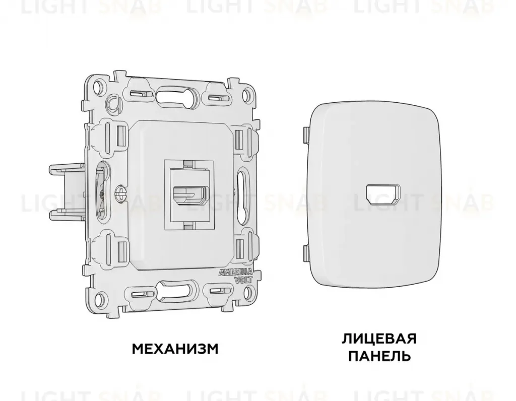 Комплект механизма розетки HDMI 2.0 Ambrella Volt Omega (OP1140, VM222) MO114010 MO114010