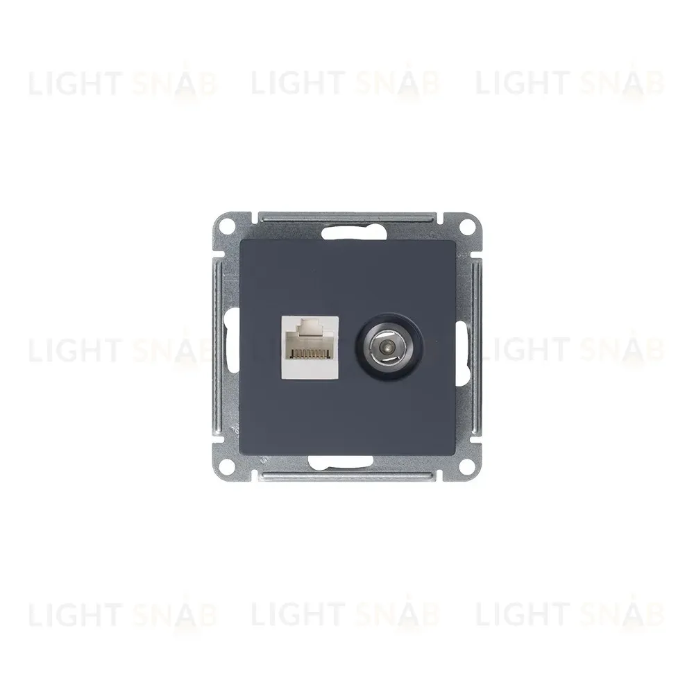 Розетка двойная комп+ТВ, RJ45+TV, кат.5E Systeme Electric AtlasDesign Грифель ATN000789 ATN000789