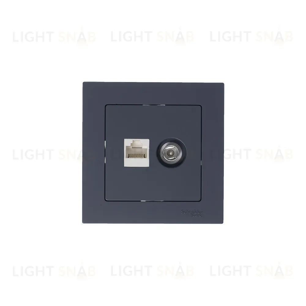 Розетка двойная комп+ТВ, RJ45+TV, кат.5E Systeme Electric AtlasDesign Грифель ATN000789 ATN000789