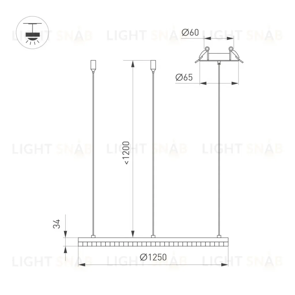 Подвесная люстра Arlight SP-DIAMOND-R1250-80W Warm3000 (BK, 45 deg, 230V, TRIAC) 054491 054491