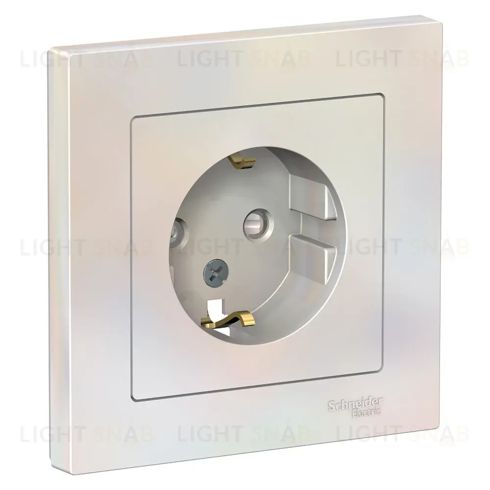 Розетка с/з со шторками, 16А Systeme Electric AtlasDesign Жемчуг ATN000444 ATN000444