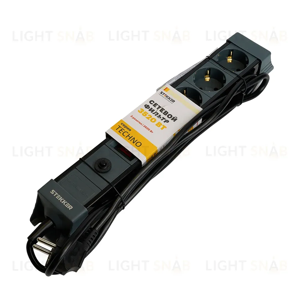 Сетевой фильтр 3-местный с/з Stekker Techno HM22-31-02 50153 50153