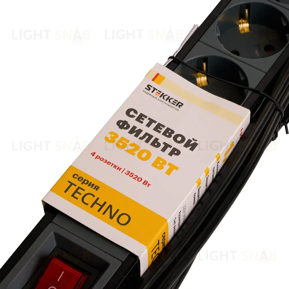 Сетевой фильтр 4-местный с/з Stekker Techno HM22-41-03 50157 50157