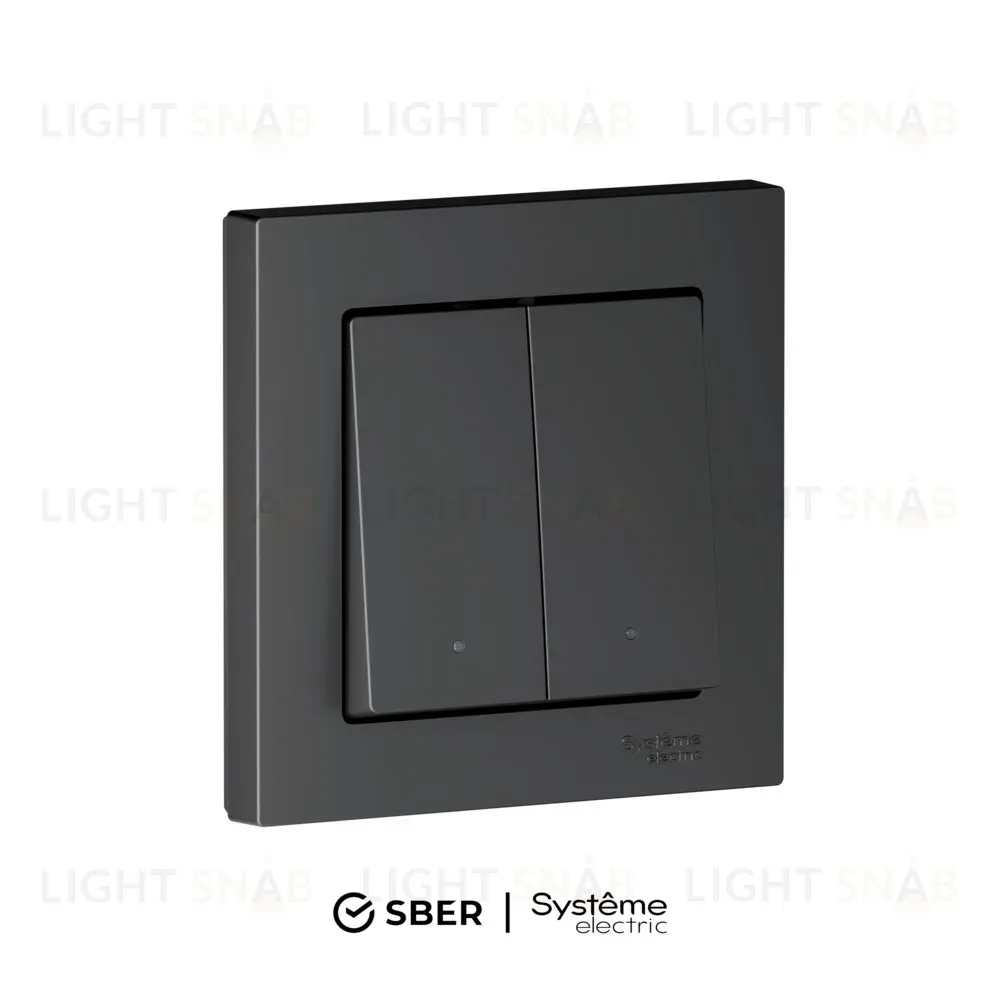 Выключатель 2-кл с подсв., Zigbee, сх.5, L+N, 10А SBER Systeme Electric AtlasDesign Smart Карбон ATN001053Z ATN001053Z