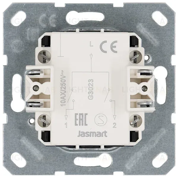 Выключатель двухклавишный 10A с накладкой цвет Тауп Jasmart G3023T G3023T