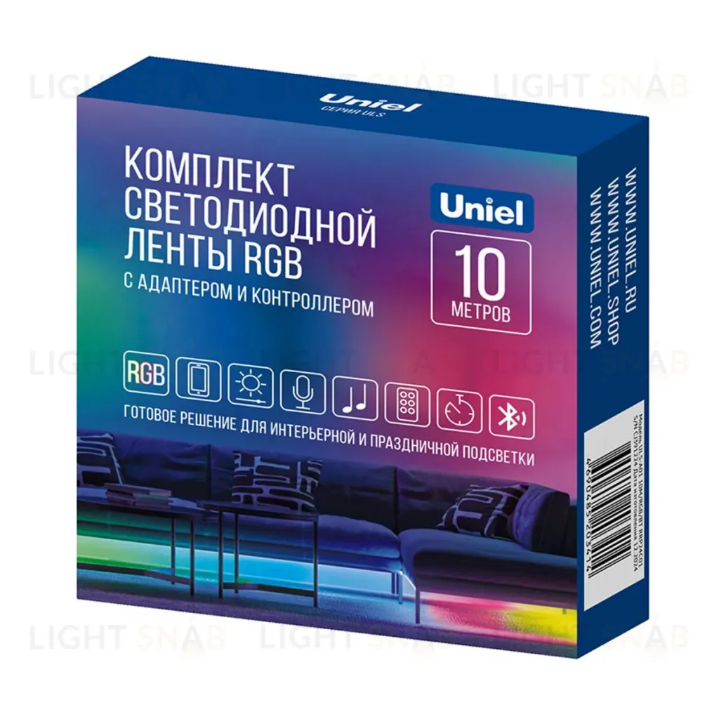 Светодиодная лента (комплект) Uniel ULS-A01 10M/RGB/BT RRP24C01 UL-00012815 ULS-A01 10M/RGB/BT RRP24C01