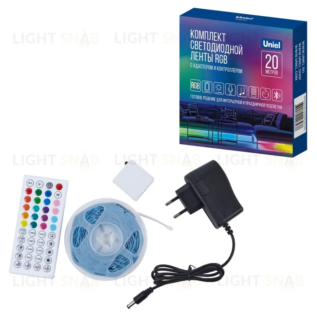 Светодиодная лента (комплект) Uniel ULS-A01 20M/RGB/BT RRP24C01 UL-00012816 ULS-A01 20M/RGB/BT RRP24C01
