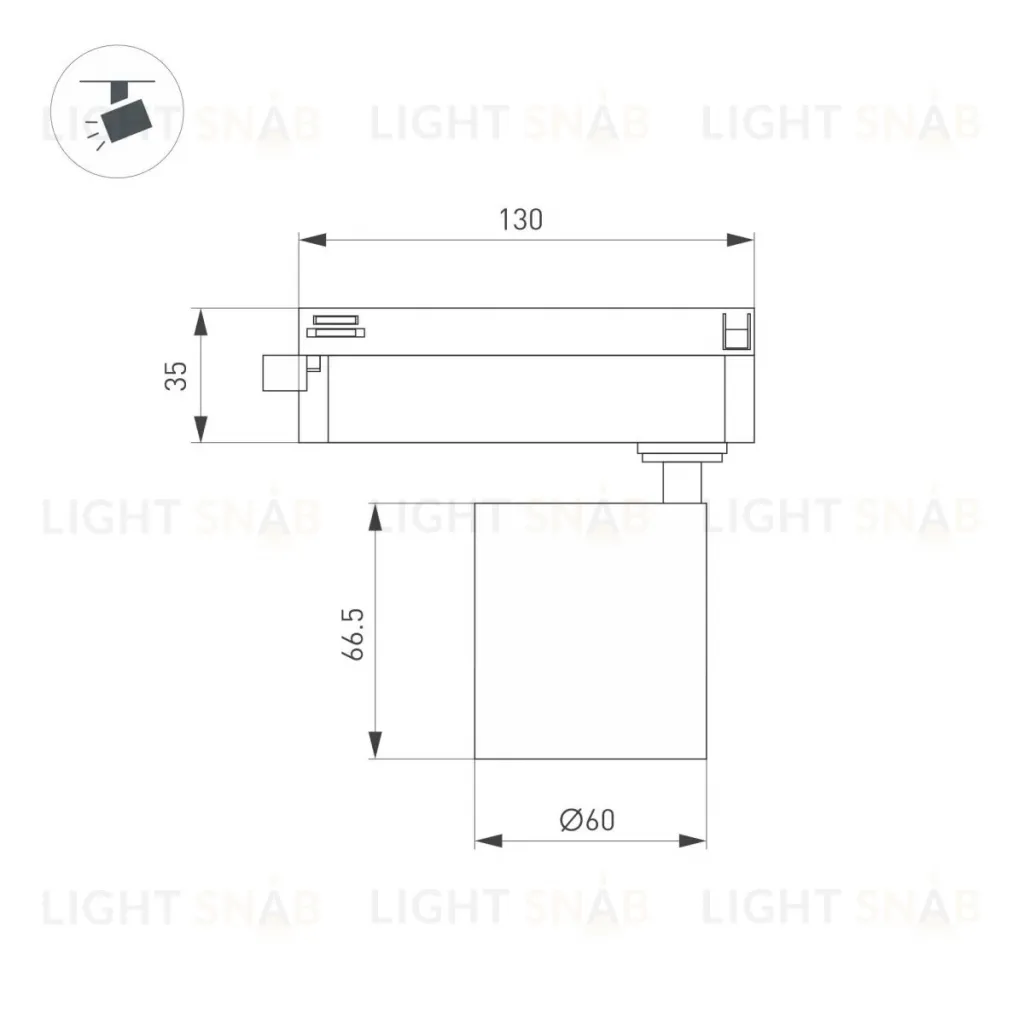 Трековый однофазный светильник Arlight LGD-DYKE-2TR-R60-8W Warm3000 (BK, 38 deg, 230V) 052260 052260