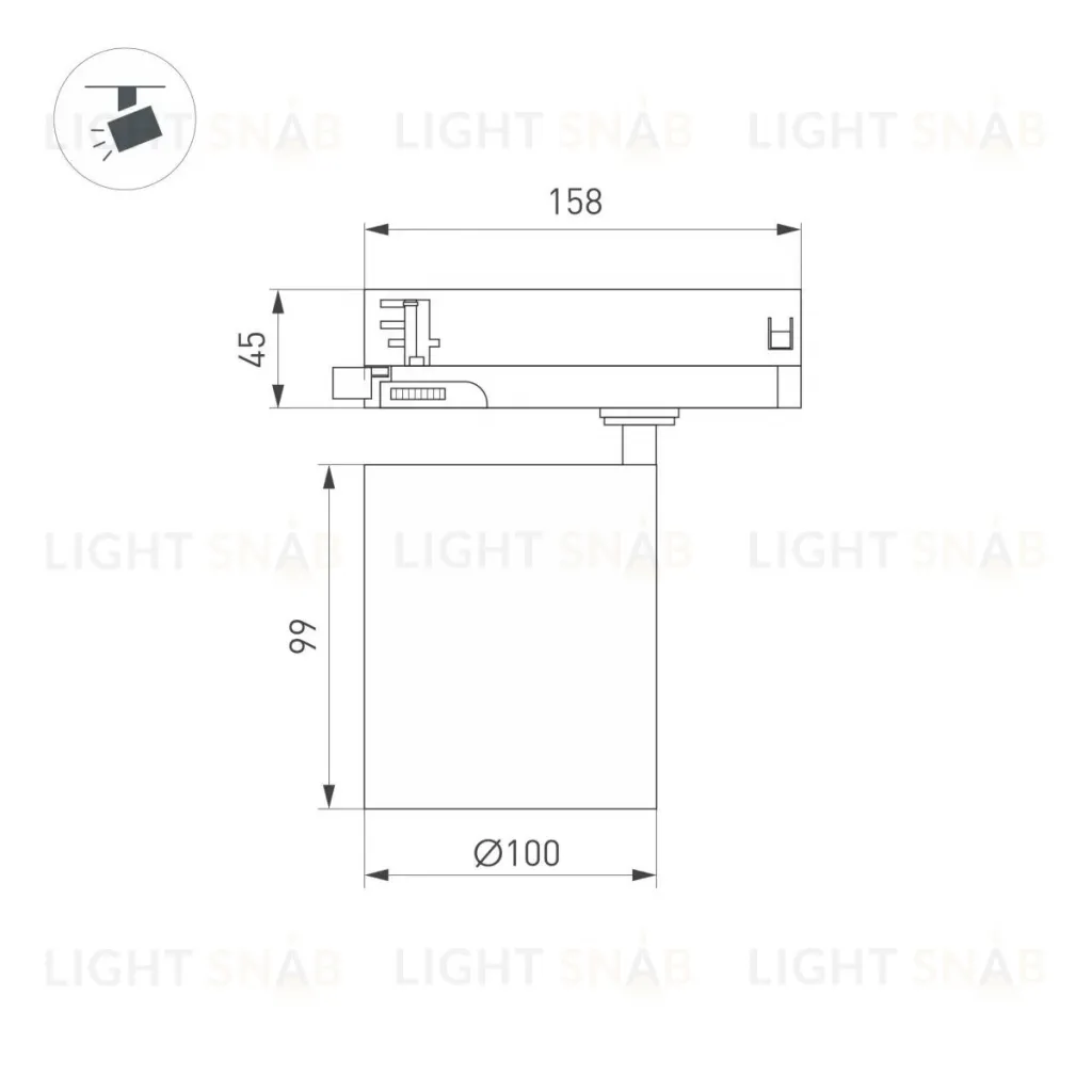 Трековый трехфазный светильник Arlight LGD-DYKE-4TR-R100-36W Day4000 (WH, 50 deg, 230V) 052291 052291