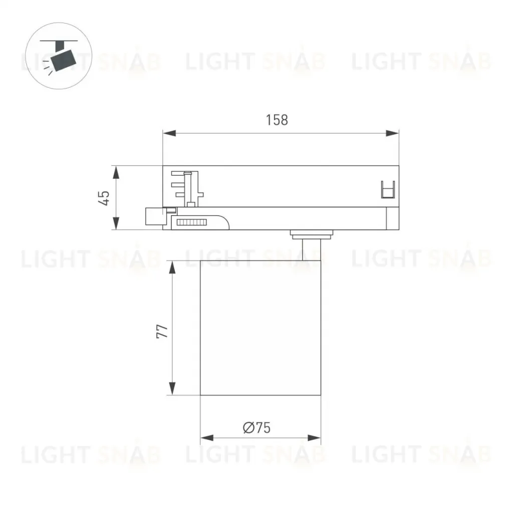 Трековый трехфазный светильник Arlight LGD-DYKE-4TR-R75-16W Day4000 (BK, 50 deg, 230V) 052283 052283