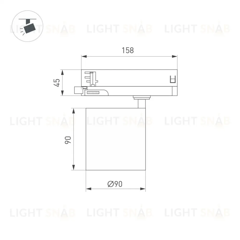 Трековый трехфазный светильник Arlight LGD-DYKE-4TR-R90-26W Day4000 (BK, 50 deg, 230V) 052289 052289