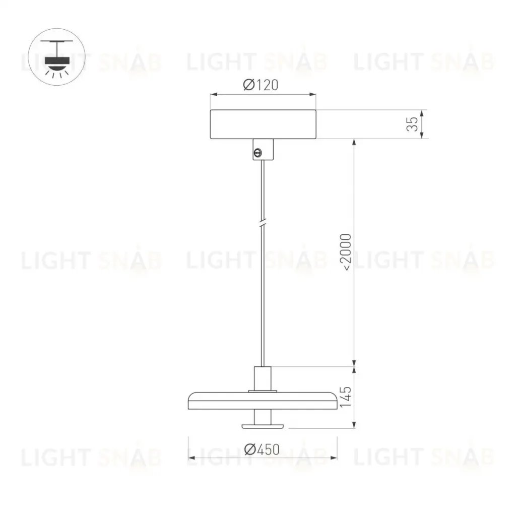 Подвесной светильник Arlight SP-KOTARO-R450-12W Warm3000 (BK-CF, 36 deg, 230V, TRIAC) 057233 057233