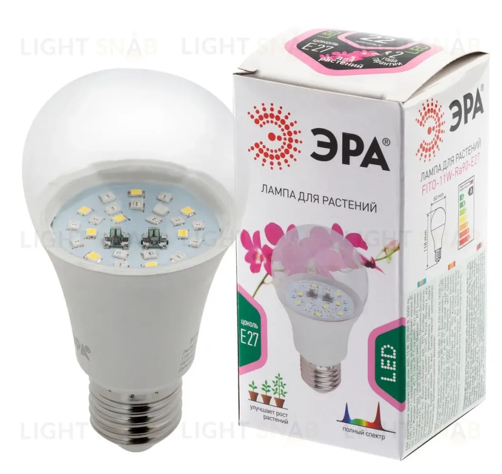 Фитолампа для растений Эра FITO-11W-Ra90-E27 Б0050603 Б0050603