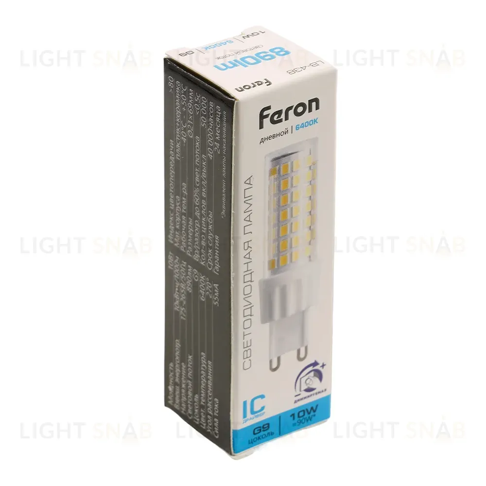 Лампа светодиодная диммируемая Feron LB-438 G9 10W 6400K 51743 51743