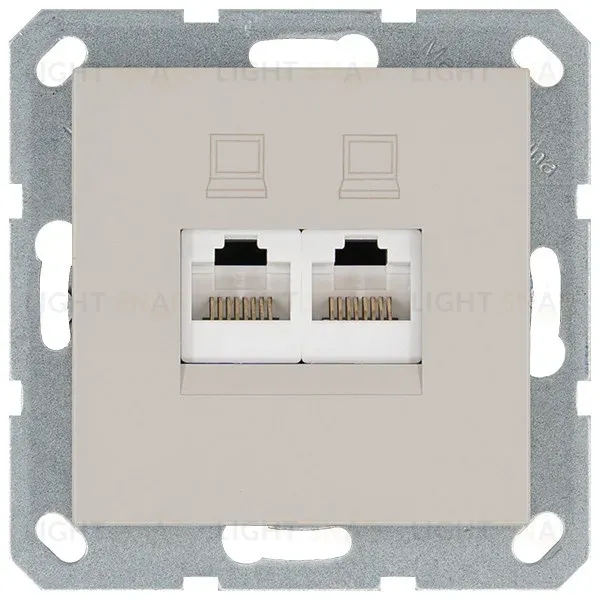 Интернет-розетка RJ45 двойная с накладкой, цвет Тауп Jasmart G6106T G6106T
