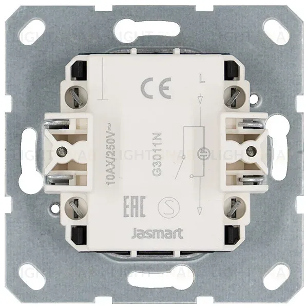 Выключатель одноклавишный со светодиодом 10A 250V с накладкой, цвет Тауп Jasmart G3011NT G3011NT