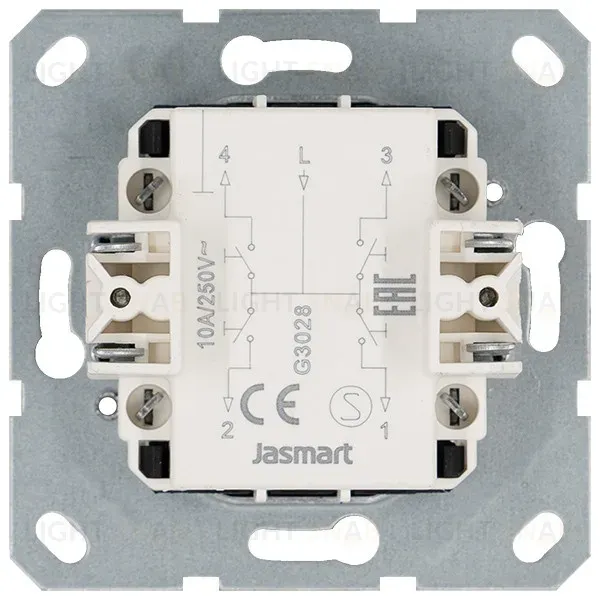 Выключатель двухклавишный для штор 10A 250V с накладкой, цвет Тауп Jasmart G3028T G3028T