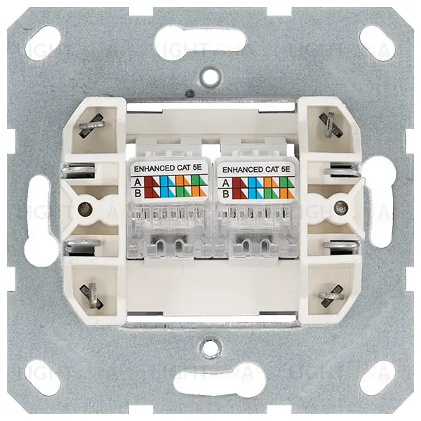 Интернет-розетка RJ45 двойная с накладкой, цвет Тауп Jasmart G6106T G6106T