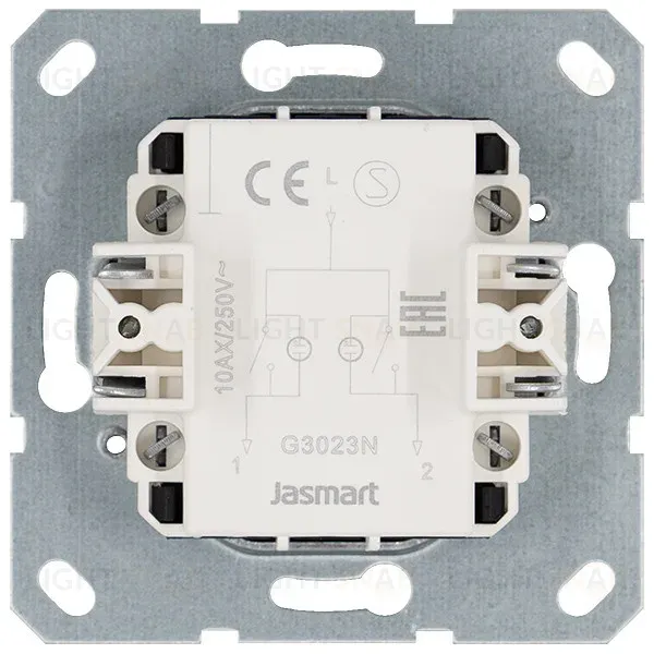 Выключатель двухклавишный со светодиодами 10A 250V с накладкой, цвет Тауп Jasmart G3023NT G3023NT