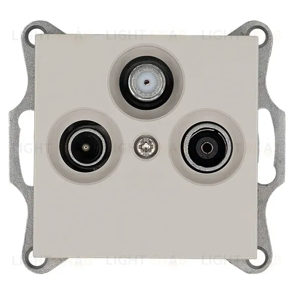 Розетка TV+FM+SAT Ф9.5mm проходная с накладкой, цвет Тауп Jasmart G6207T G6207T