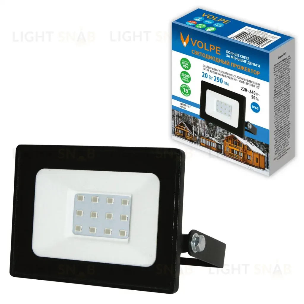 Прожектор Volpe ULF-Q519 20W/BLUE IP65 220-240V BLACK UL-00012825 ULF-Q519 20W/BLUE IP65 220-240V BLACK