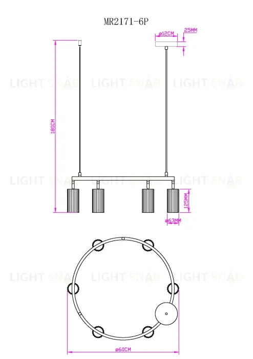 Подвесная люстра Myfar Alex MR2171-6P MR2171-6P
