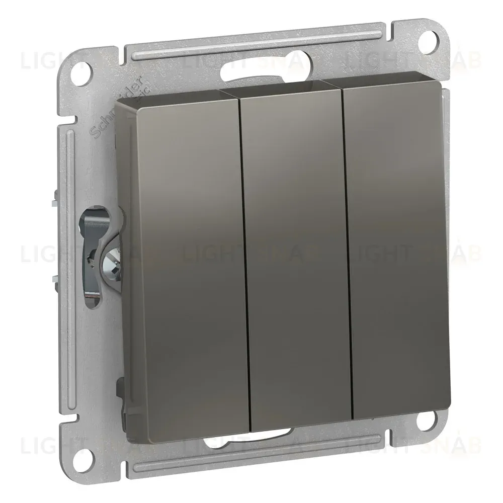 Выключатель 3-клавишный сх.1+1+1, 10АХ Systeme Electric AtlasDesign Сталь ATN000931 ATN000931
