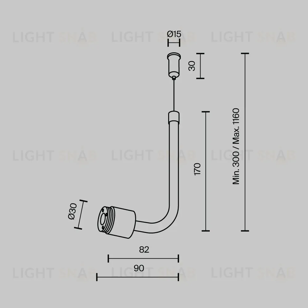 Заглушка для подвесного монтажа без ввода питания с тросом Maytoni Shelf CA024PL-B CA024PL-B